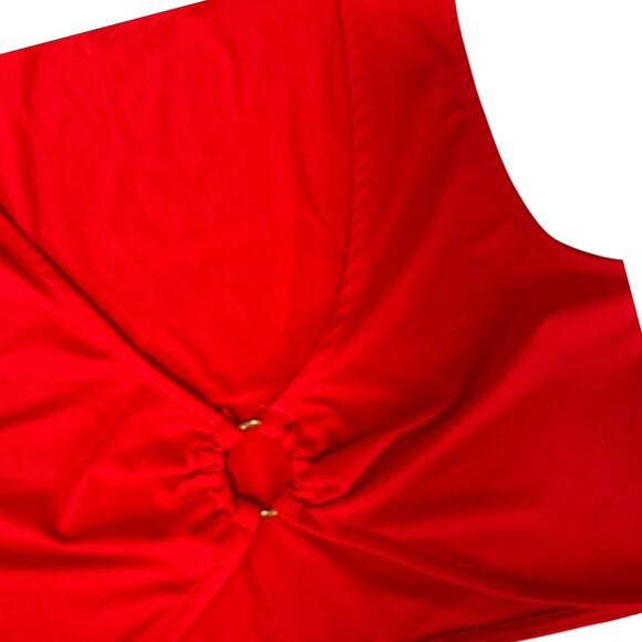 Just Quella Cropped Red Tank Top Sleeveless Split Deep V Neck Large Clubbing - Picture 2 of 4